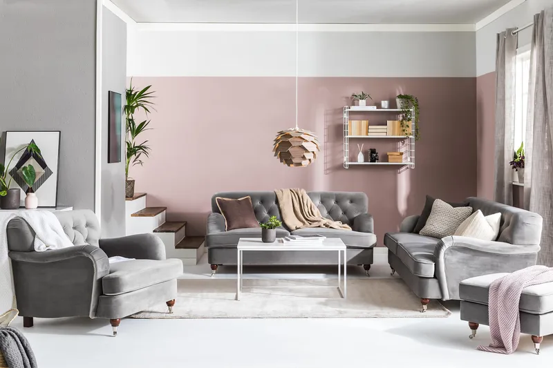 Howard Riviera 3-sits Sammetssoffa - Ljusgrå - Möbler - Soffa - Howardsoffor