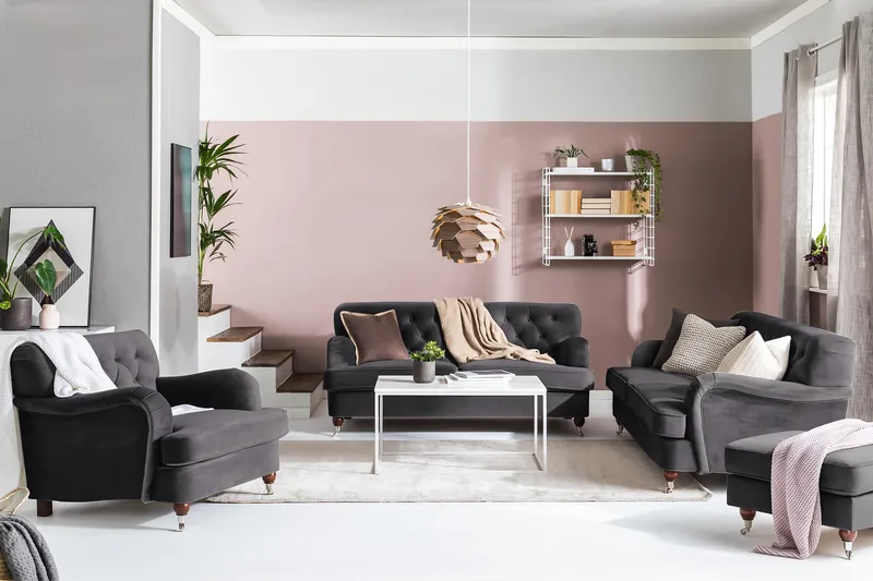 Howard Riviera 3-sits Sammetssoffa - Mörkgrå - Möbler - Soffa - Howardsoffor