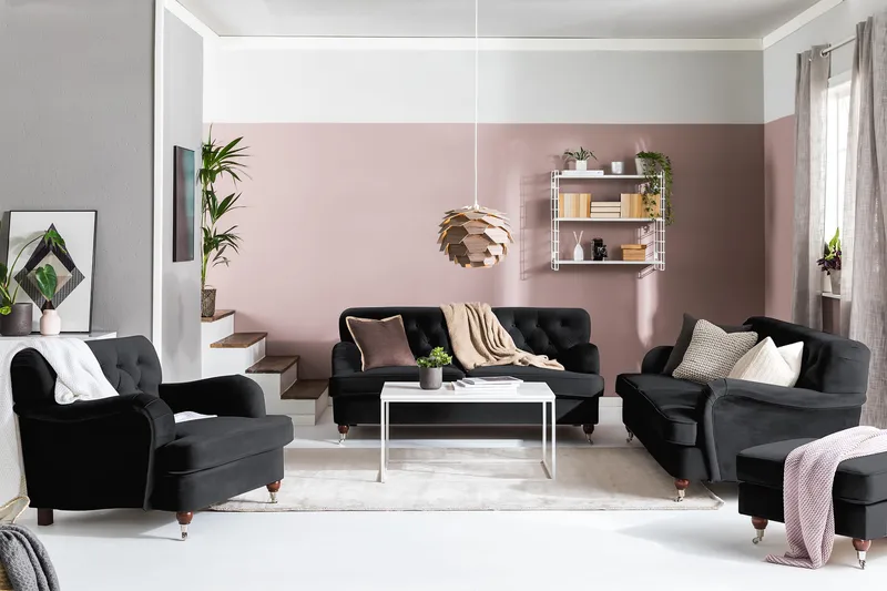 Howard Riviera 3-sits Sammetssoffa - Svart - Möbler - Soffa - Howardsoffor