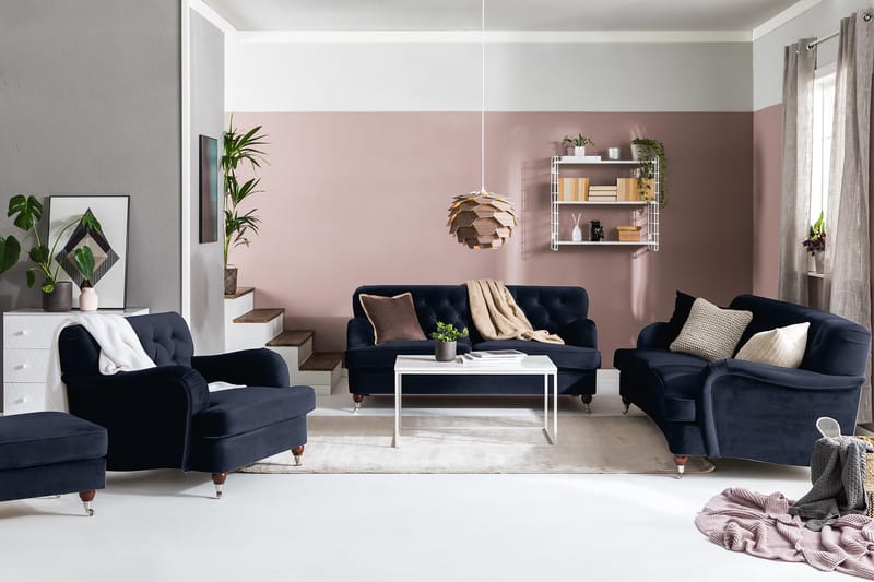 Howard Riviera 3-sits Svängd Sammetssoffa - Blå - Möbler - Soffa - Howardsoffor