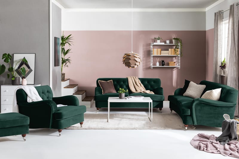 Howard Riviera 3-sits Svängd Sammetssoffa - Grön - Möbler - Soffa - Howardsoffor