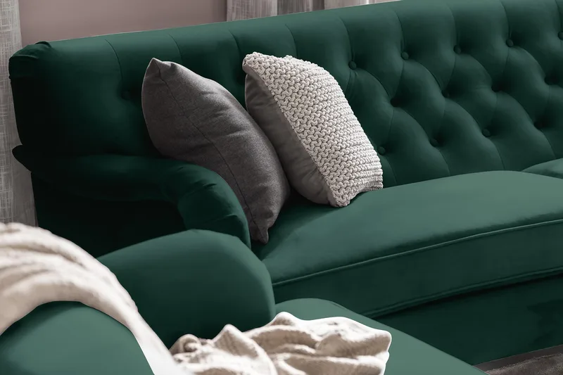 Howard Riviera 3-sits Svängd Sammetssoffa - Grön - Möbler - Soffa - Howardsoffor