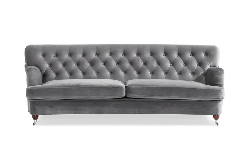 Howard Riviera 3-sits Svängd Sammetssoffa - Ljusgrå - Möbler - Soffa - Howardsoffor