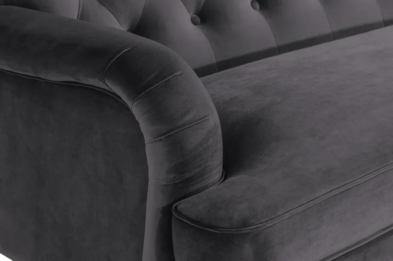 Howard Riviera 3-sits Svängd Sammetssoffa - Mörkgrå - Möbler - Soffa - Howardsoffor