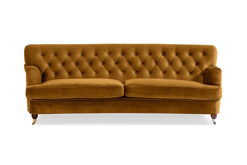 Howard Riviera 3-sits Svängd Sammetssoffa - Mörkgul - Möbler - Soffa - Howardsoffor
