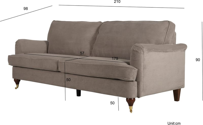 Howard Watford Deluxe 3-sits soffa - Ljusbrun manchester - Ljusbrun - Möbler - Soffa - Howardsoffor