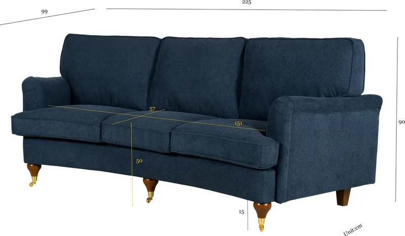 Howard Watford Deluxe 3-sits soffa - Mörkblå - Mörkblå - Möbler - Soffa - Howardsoffor