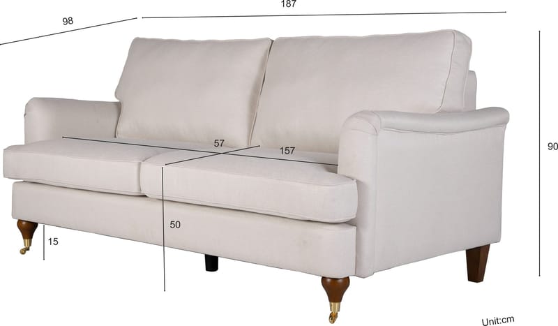 Howard Watford Deluxe soffa 2-sits - Beige tyg - Beige - Möbler - Soffa - Howardsoffor