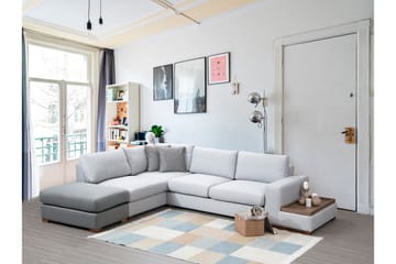 Huelva 5-sits Vänstervänd L-formad Divansoffa 308 cm med Schäslong i Tyg - Grå - Möbler - Soffa - Divansoffor & schäslongsoffa