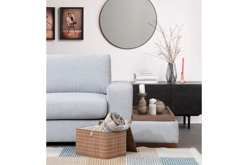 Huelva 5-sits Vänstervänd L-formad Divansoffa 308 cm med Schäslong i Tyg - Grå - Möbler - Soffa - Divansoffor & schäslongsoffa