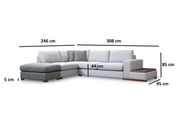Huelva 5-sits Vänstervänd L-formad Divansoffa 308 cm med Schäslong i Tyg - Grå - Möbler - Soffa - Divansoffor & schäslongsoffa