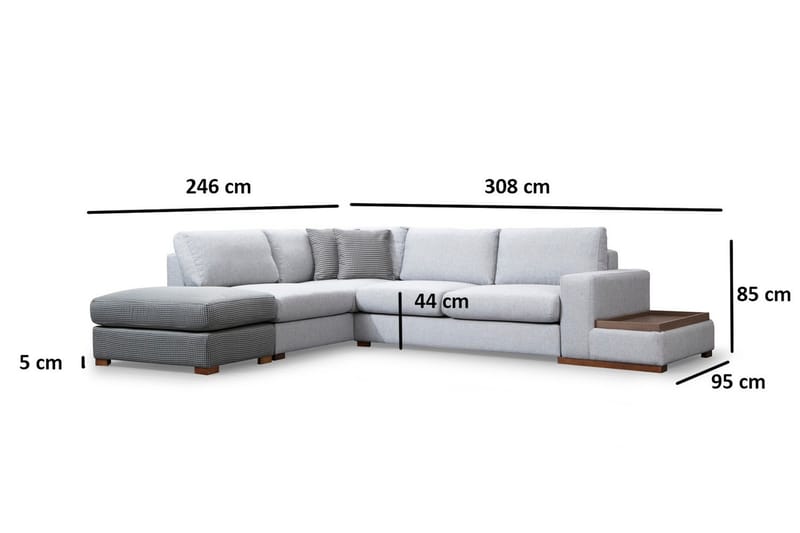 Huelva Divansoffa - Grå - Möbler - Soffa - Divansoffor & schäslongsoffa