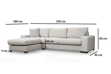 Huelva Högervänd L-formad Divansoffa med Schäslong 270 cm i Tyg - Benvit - Möbler - Soffa - Divansoffor & schäslongsoffa