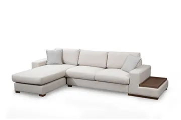 Huelva Vänstervänd L-formad Divansoffa med Schäslong 312 cm i Tyg - Gräddvit - Möbler - Soffa - Divansoffor & schäslongsoffa