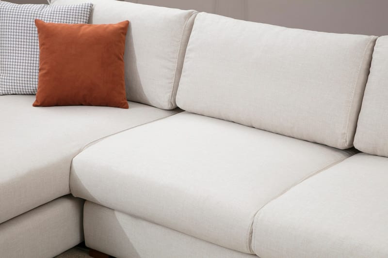 Huelva Vänstervänd L-formad Divansoffa med Schäslong 312 cm i Tyg - Gräddvit - Möbler - Soffa - Divansoffor & schäslongsoffa