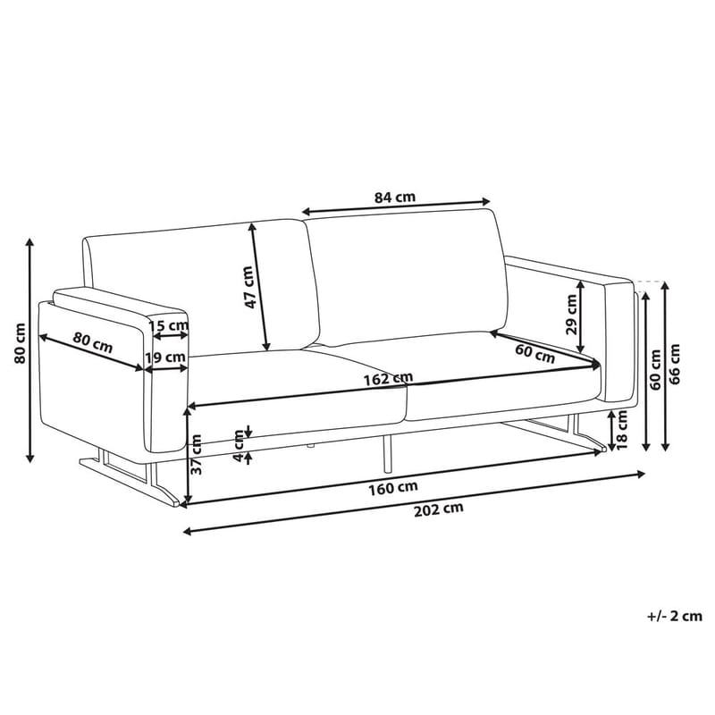 Idre 3-sits Soffa i Tyg med Metallben - Vit|Svart - Möbler - Soffa - 3 sits soffa