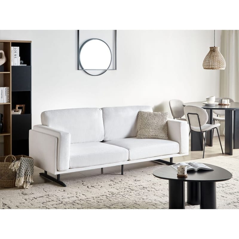 Idre 3-sits Soffa i Tyg med Metallben - Vit|Svart - Möbler - Soffa - 3 sits soffa