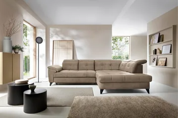 Inferne 5-sits Soffa med Schäslong - Mörkbeige - Möbler - Soffa - Divansoffor & schäslongsoffa