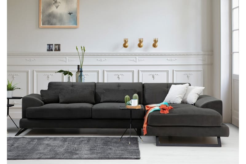 Jaraad Hörnsoffa med Divan Höger - Svart - Möbler - Soffa - Divansoffor & schäslongsoffa