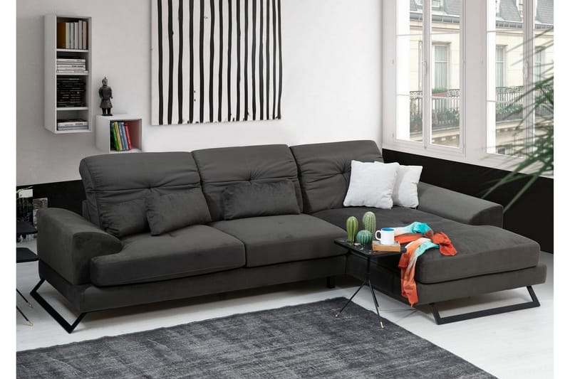 Jaraad Hörnsoffa med Divan Höger - Svart - Möbler - Soffa - Divansoffor & schäslongsoffa