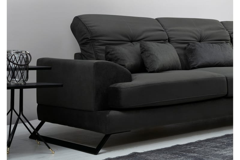 Jaraad Hörnsoffa med Divan Höger - Svart - Möbler - Soffa - Divansoffor & schäslongsoffa