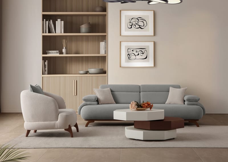 Kelnor 3-sits Soffa 246x81x97 cm - Grå - Möbler - Soffa - 3 sits soffa