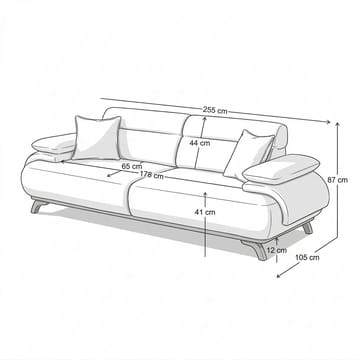 Kelnor 3-sits Soffa 246x81x97 cm - Grå - Möbler - Soffa - 3 sits soffa
