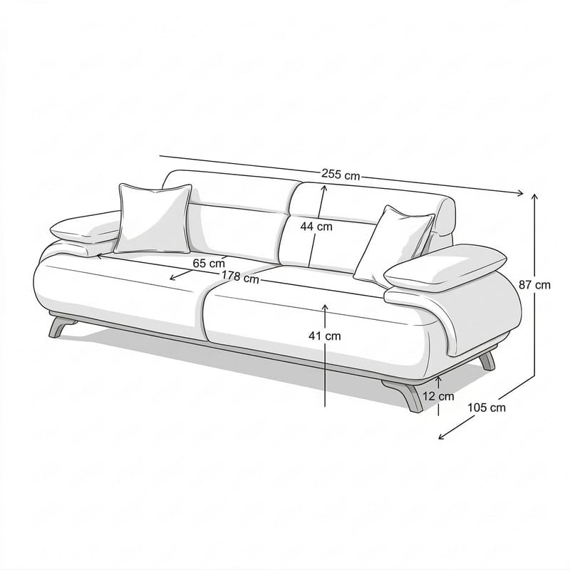 Kelnor 3-sits Soffa 246x81x97 cm - Puder - Möbler - Soffa - 3 sits soffa
