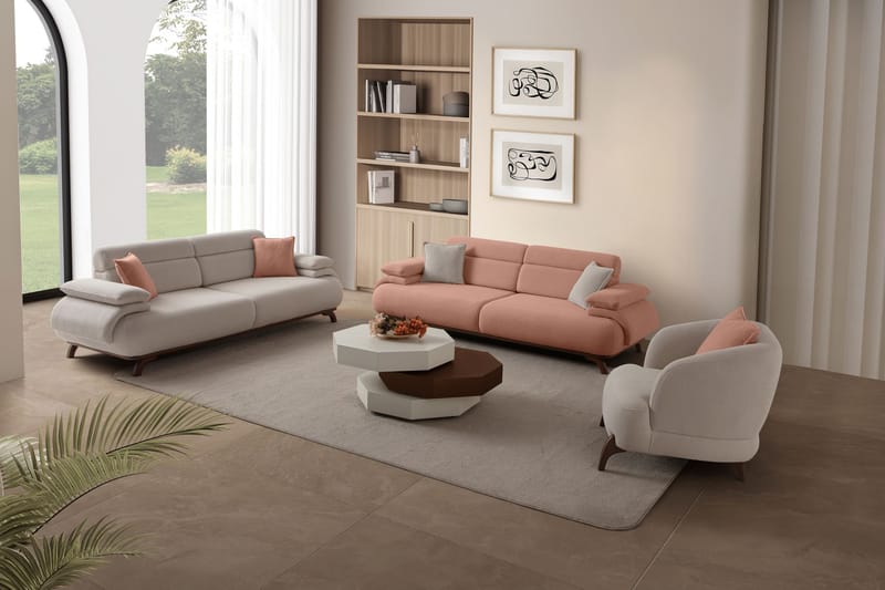 Kelnor 3-sits Soffa 246x81x97 cm - Puder - Möbler - Soffa - 3 sits soffa