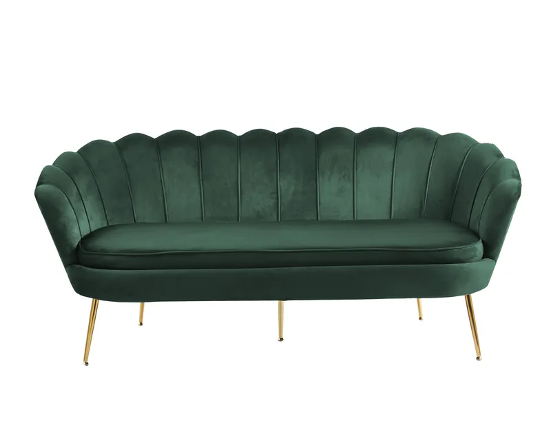 Kingsley 3-sits soffa - Grön sammet med mässings ben, Grön