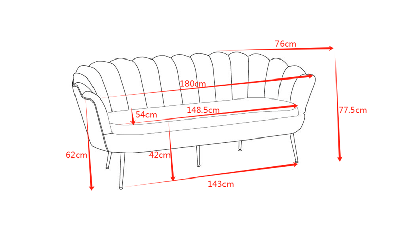 Kingsley 3-sits soffa - Grön sammet med mässings ben - Grön - Möbler - Soffa - Sammetssoffa