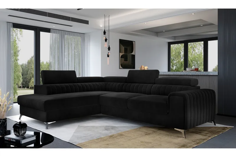 Laurece Schäslongsoffa Vänster - Svart - Möbler - Soffa - Bäddsoffa