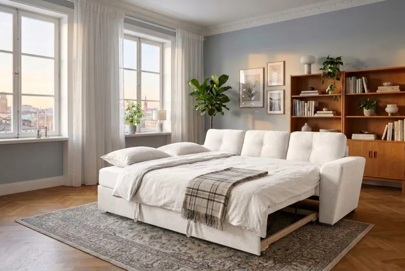 Leia 3-sits Bäddsoffa i tyg - Beige - Möbler - Soffa - Bäddsoffa