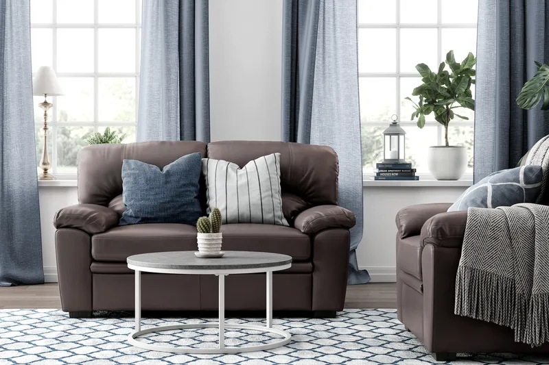 Lindby 2-sits Soffa Konstläder - Brun - Möbler - Soffa - Skinnsoffor