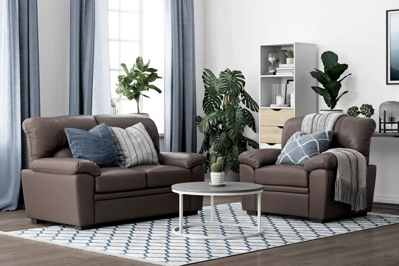 Lindby 2-sits Soffa Konstläder - Brun - Möbler - Soffa - Skinnsoffor