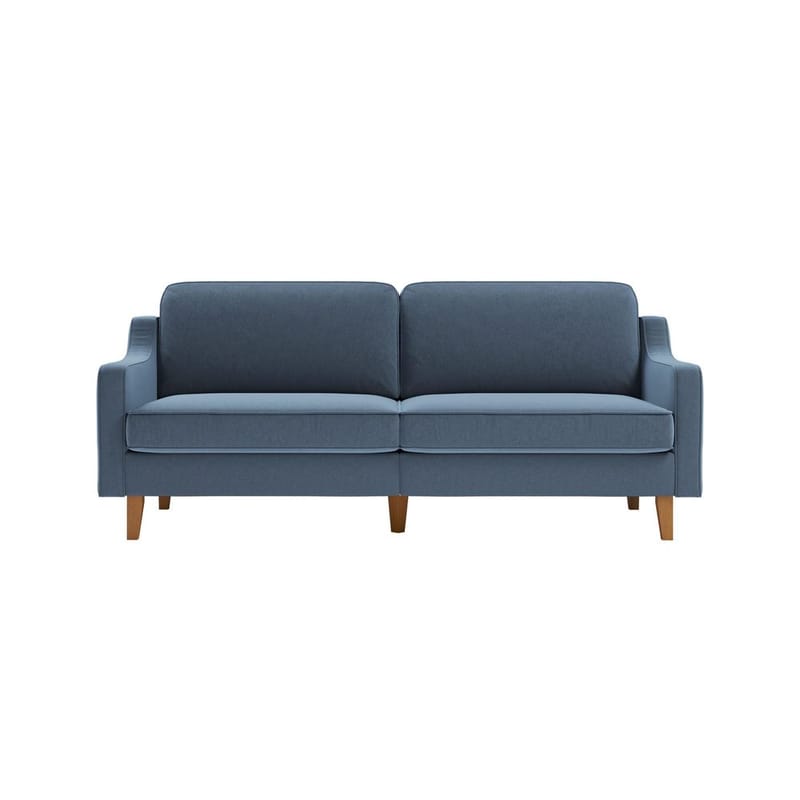 Lorvas 3-sits Djup Soffa med Svängda Armstöd i Tyg - Blå - Möbler - Soffa - Sammetssoffa