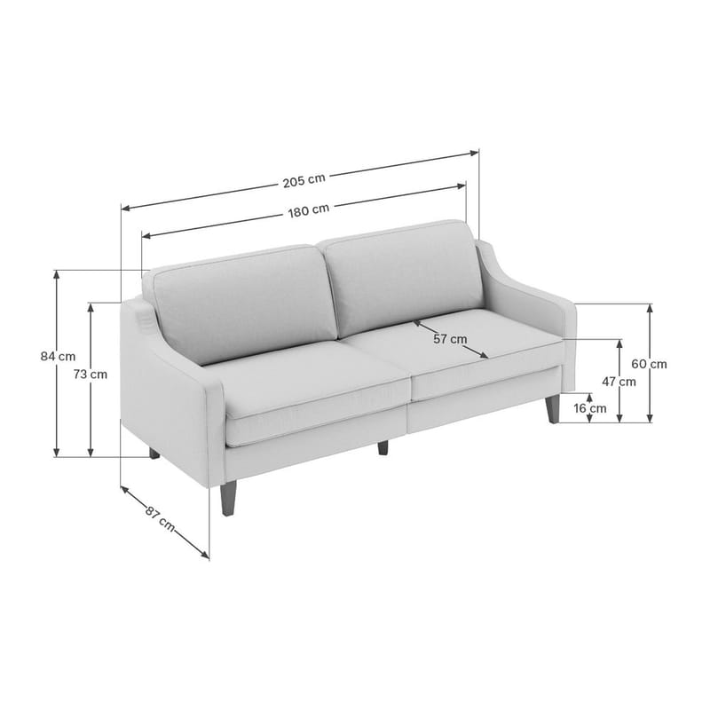 Lorvas 3-sits Djup Soffa med Svängda Armstöd i Tyg - Elfenben - Möbler - Soffa - Sammetssoffa