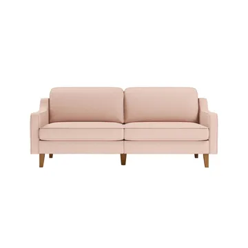 Lorvas 3-sits Djup Soffa med Svängda Armstöd i Tyg - Ljusrosa - Möbler - Soffa - Sammetssoffa