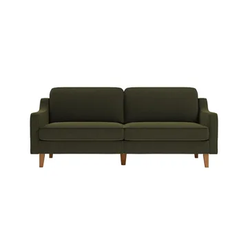 Lorvas 3-sits Djup Soffa med Svängda Armstöd i Tyg - Mörkgrön - Möbler - Soffa - Sammetssoffa