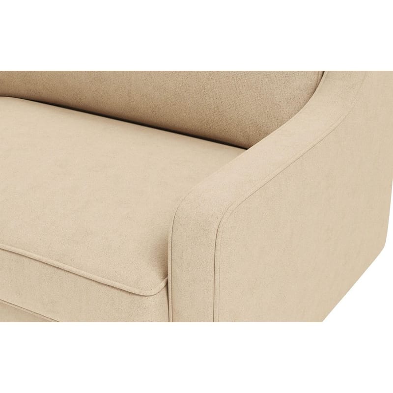 Lorvas 3-sits Djup Soffa med Svängda Armstöd i Tyg med Träben - Sand - Möbler - Soffa - Sammetssoffa