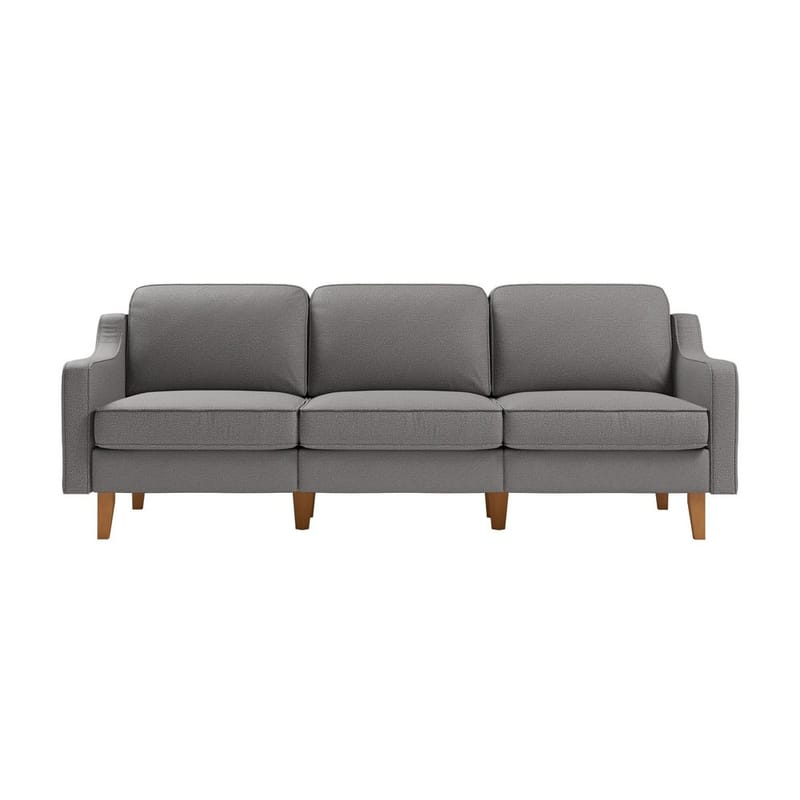 Lorvas 3-sits Djup Soffa med Svängda Armstöd i Tyg med Träben - Svart - Möbler - Soffa - 3 sits soffa