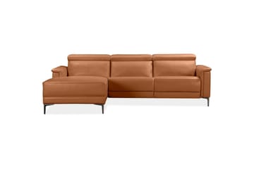 Lund 3-sits Högervänd Hörnsoffa med Recliner och Schäslong i Äkta Läder - Brun - Möbler - Soffa - Skinnsoffor