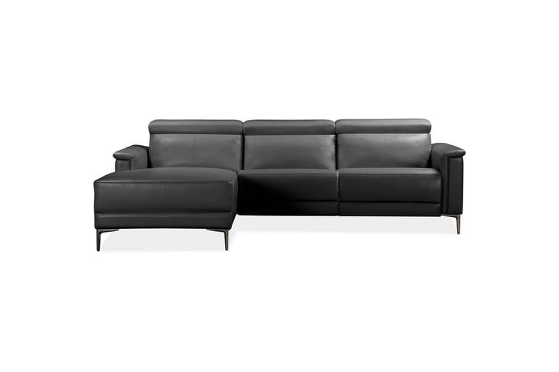 Lund 3-sits Högervänd Hörnsoffa med Recliner och Schäslong i Äkta Läder - Svart - Möbler - Soffa - Skinnsoffor