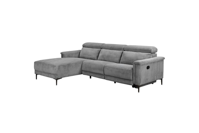 Lund 3-sits Vänstervänd Hörnsoffa med Recliner och Nackstöd i Manchester - Grå - Möbler - Soffa - Biosoffa & reclinersoffa