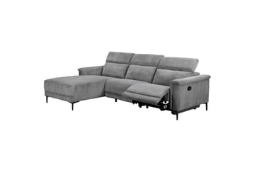Lund 3-sits Vänstervänd Hörnsoffa med Recliner och Nackstöd i Manchester - Grå - Möbler - Soffa - Biosoffa & reclinersoffa