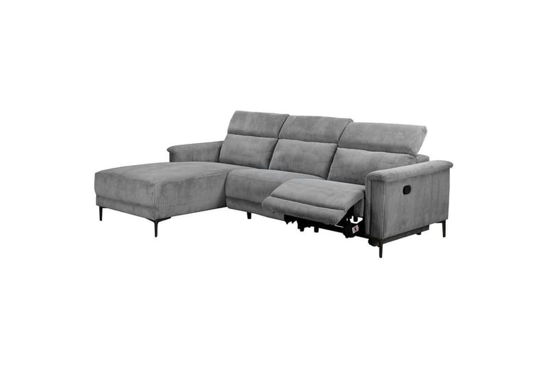 Lund 3-sits Vänstervänd Hörnsoffa med Recliner och Nackstöd i Manchester - Grå - Möbler - Soffa - Biosoffa & reclinersoffa