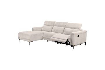 Lund 3-sits Vänstervänd Hörnsoffa med Recliner och Nackstöd i Manchester - Vit - Möbler - Soffa - Biosoffa & reclinersoffa