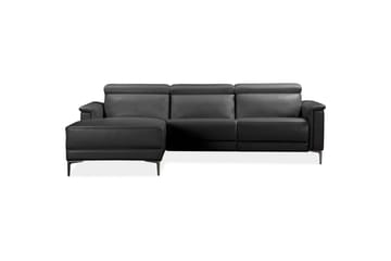 Lund 3-sits Vänstervänd Hörnsoffa med Recliner och Schäslong i Konstläder - Svart - Möbler - Soffa - Skinnsoffor