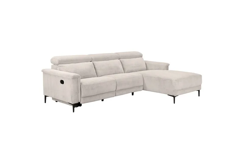 Lund 3-sits Vänstervänd Hörnsoffa med Recliner och Schäslong i Manchester - Vit - Möbler - Soffa - Biosoffa & reclinersoffa