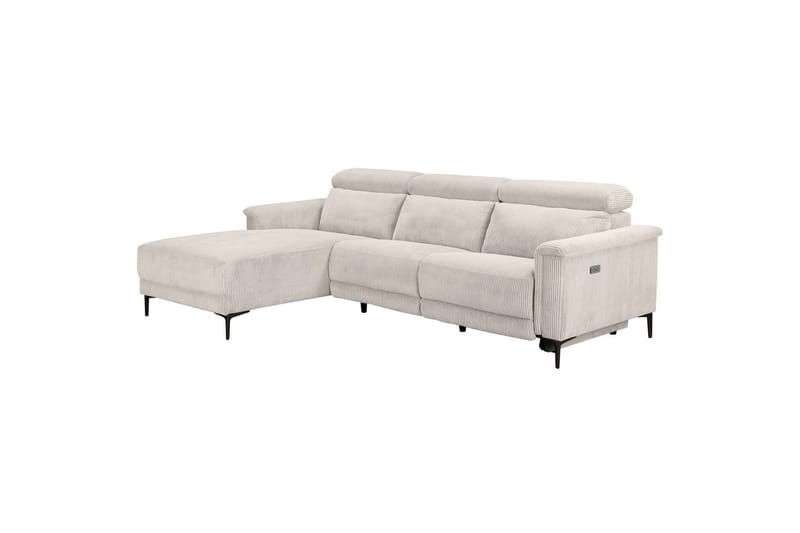 Lund 3-sits Vänstervänd Hörnsoffa med Recliner och Schäslong i Manchester - Vit - Möbler - Soffa - Biosoffa & reclinersoffa